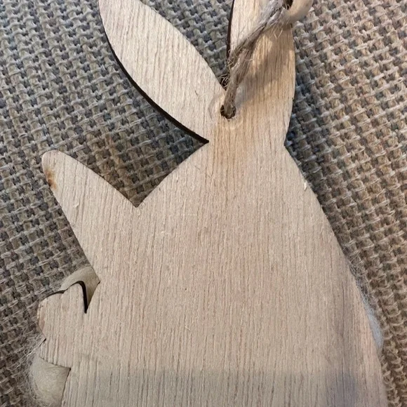 Handmade NEW Wooden Bunny Ornament with Wool Cloud - Picture 7 of 8
